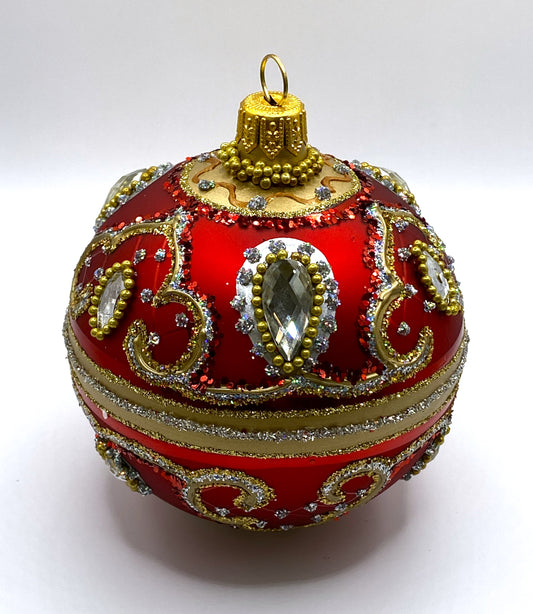 Baumschmuck-Christbaumschmuck-Christbaumkugel-Rot-Barockmuster-Silber-Steine-weihnachts-deko-ch-Galerie-Luechinger-2