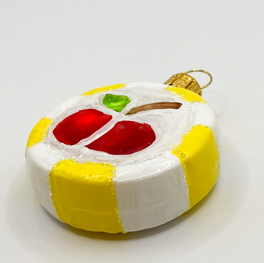 Bunter Bonbon mit rotem Apfel-Motiv
