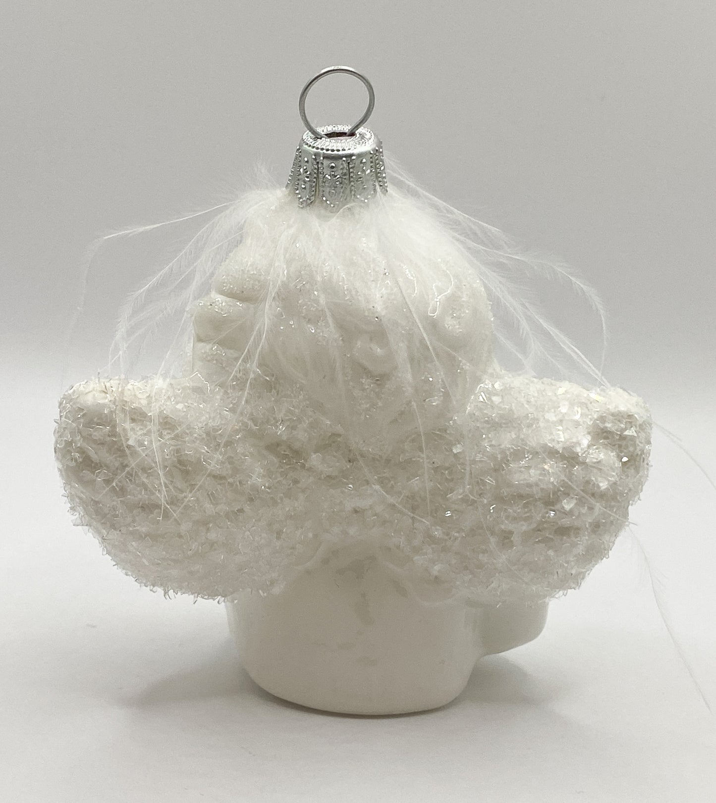 Putto pondering in shiny white with glittering wings, Raffael Angel