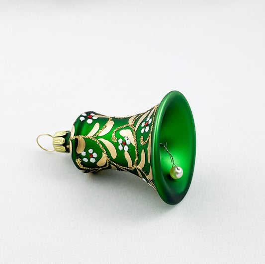 Weihnachtsglöggli grün mit weissen Blümchen