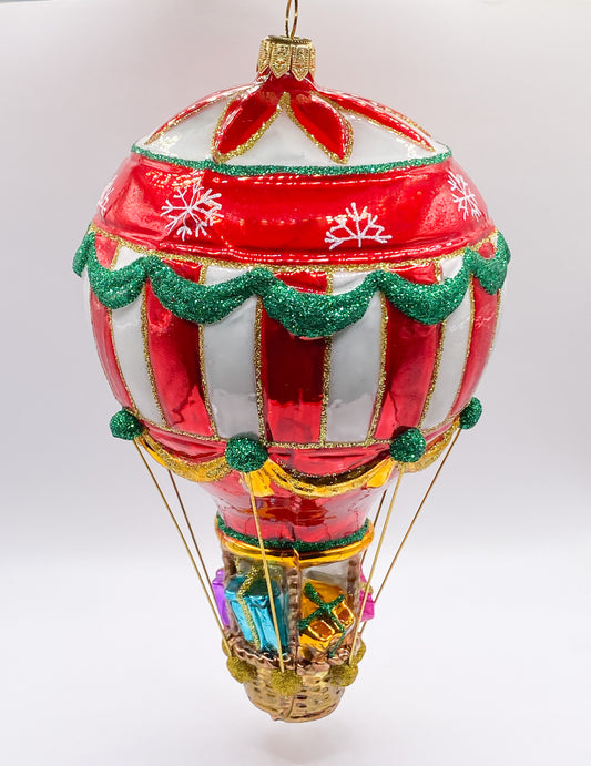 Grosser Heissluftballon mit Geschenken, Montgolfier