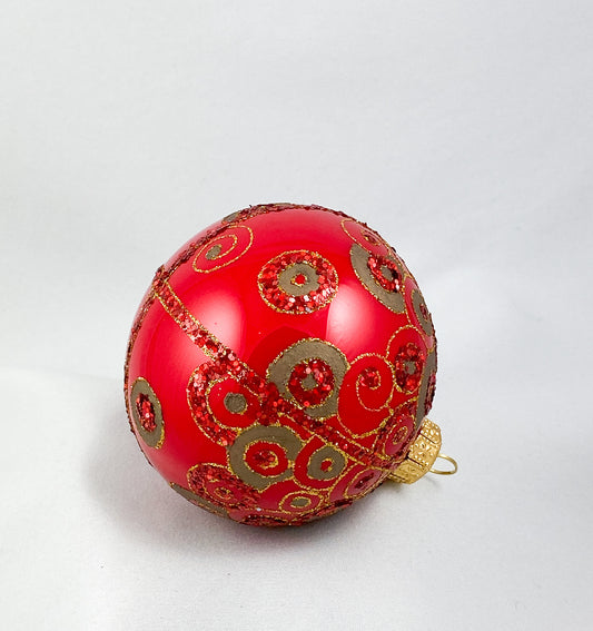 Kugel rot glanz mit Jugendstil-Dekor