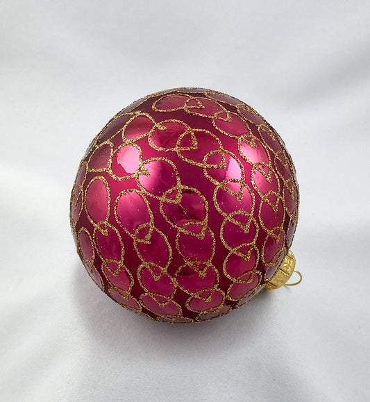 Kugel dunkles Magenta mit Tropfendekor