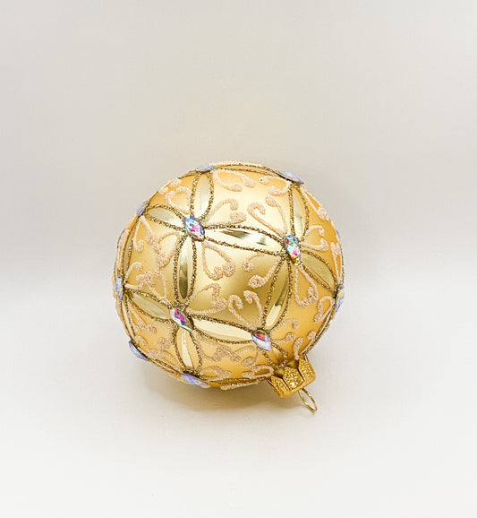 Kugel gold matt geometrischem Muster