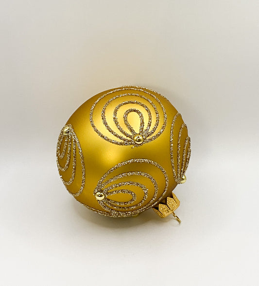 Kugel gold matt mit Kringelmotiv