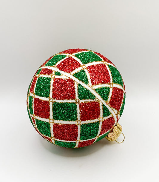 Grün rot karierte Kugel, grosse Karo