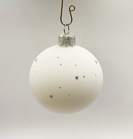 Kugel Schneemann mit Kind im roten Mantel