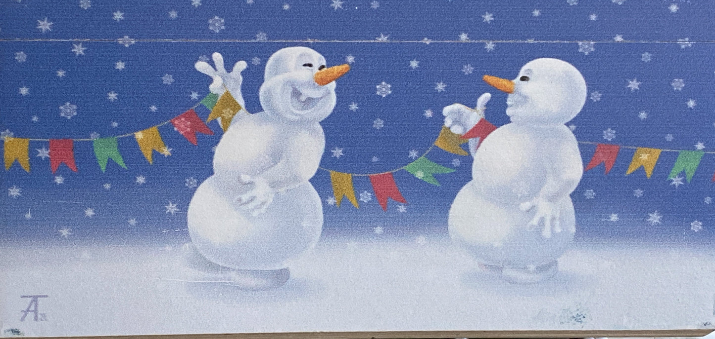 Mama Snowman and Papa Snowman bring the Christmas tree and toys, AtlasArt