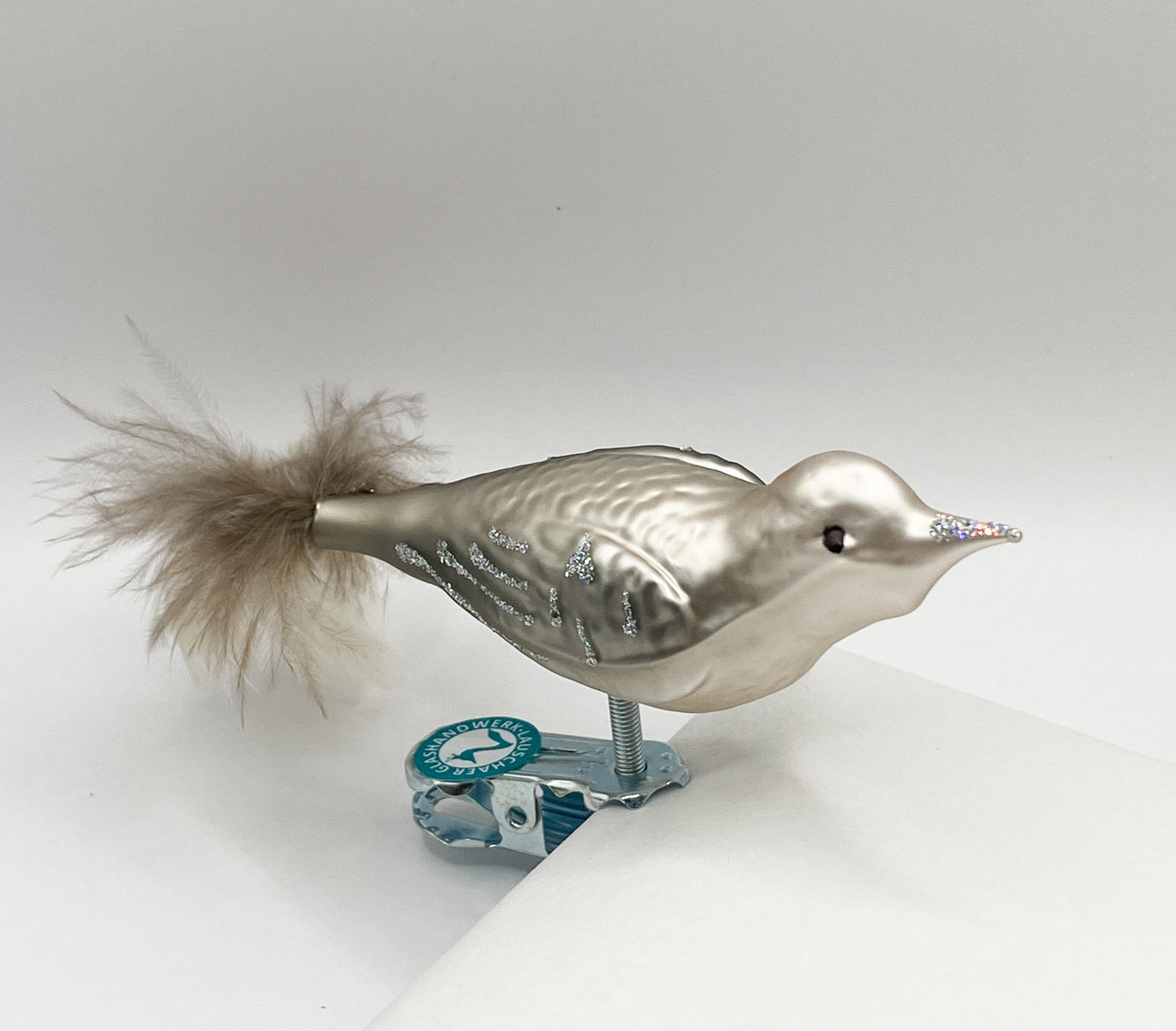 Bird in warm grey with glitter