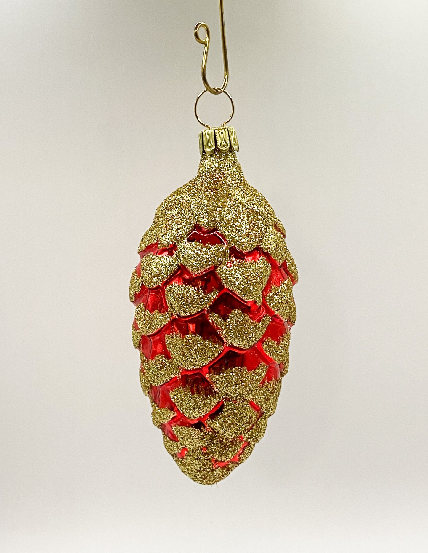 Red cone with gold glitter