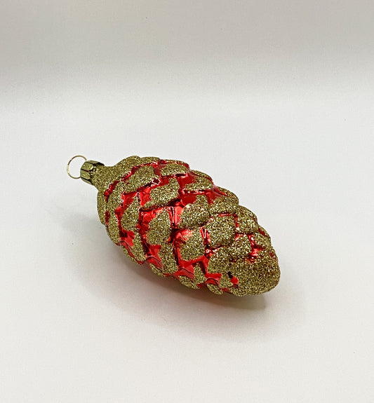 Red cone with gold glitter