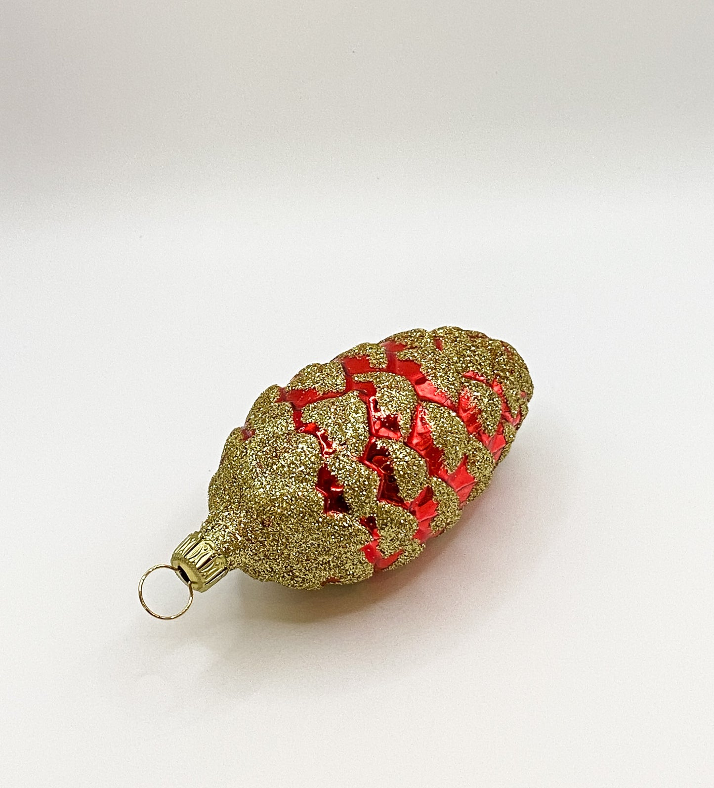 Red cone with gold glitter