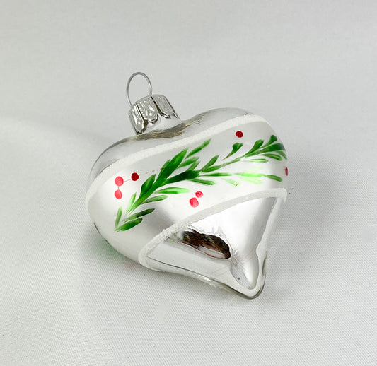 Large silver heart with green branch
