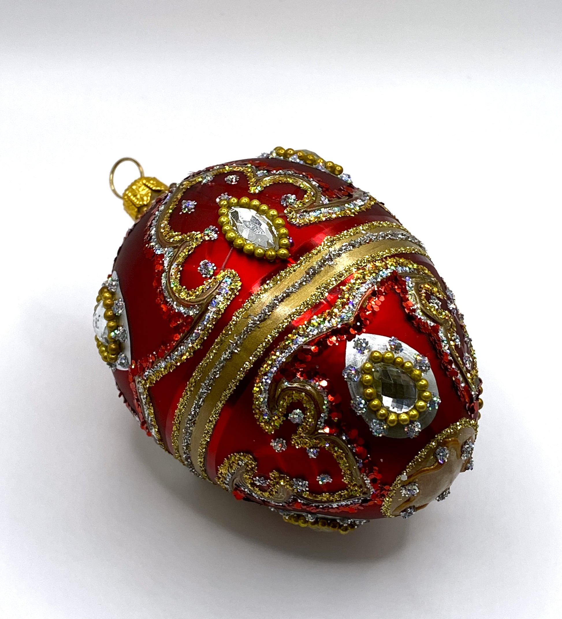 Baumschmuck-Christbaumschmuck-Christbaumkugel-Faberge-Rot-Barockmuster-Silber-Steine-weihnachts-deko-ch-Galerie-Luechinger-2