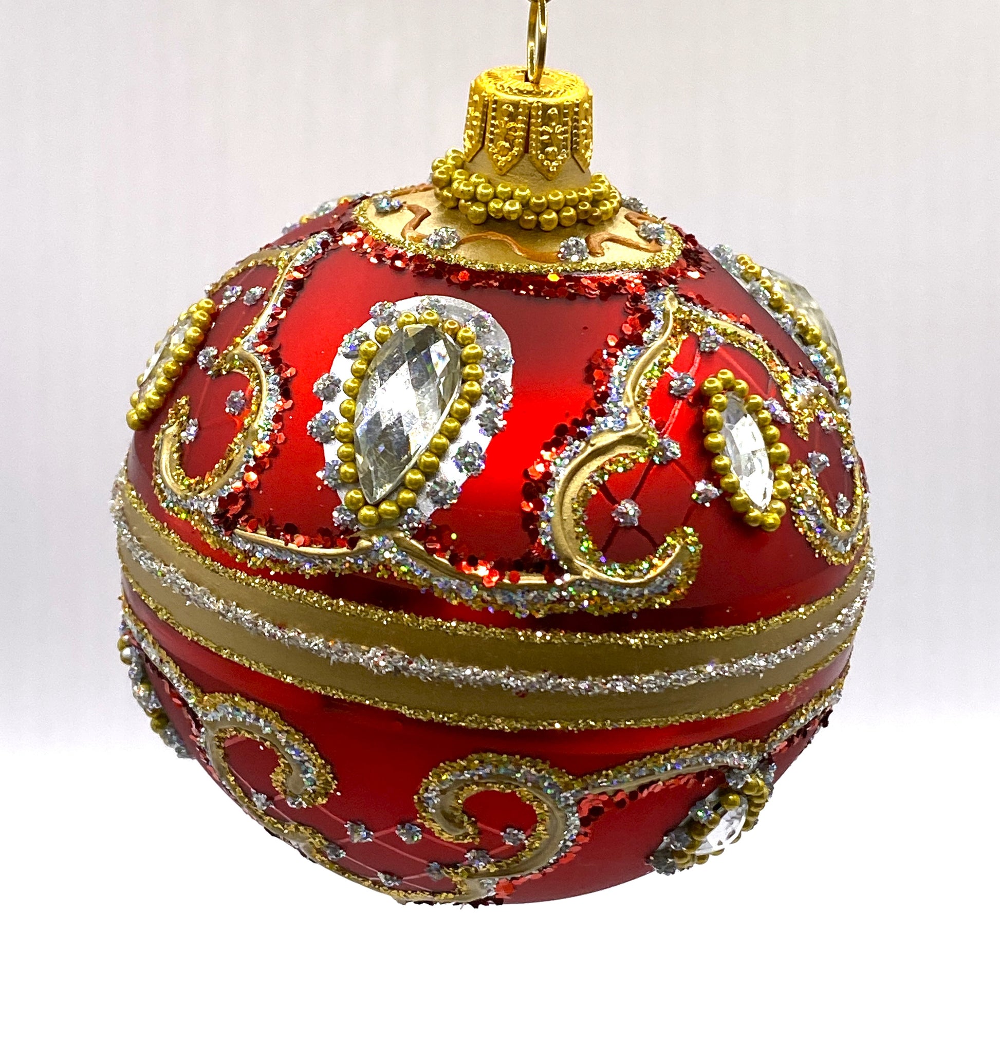 Baumschmuck-Christbaumschmuck-Christbaumkugel-Rot-Barockmuster-Silber-Steine-weihnachts-deko-ch-Galerie-Luechinger-1
