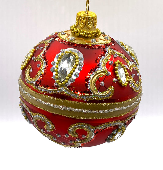 Baumschmuck-Christbaumschmuck-Christbaumkugel-Rot-Barockmuster-Silber-Steine-weihnachts-deko-ch-Galerie-Luechinger-1
