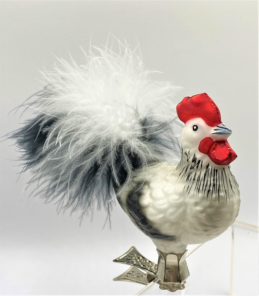Baumschmuck-Christbaumschmuck-Hahn-Schwarz-Weiss-Echtfeder-Bauernhof-weihnachts-deko-ch-Galerie-Luechinger-1