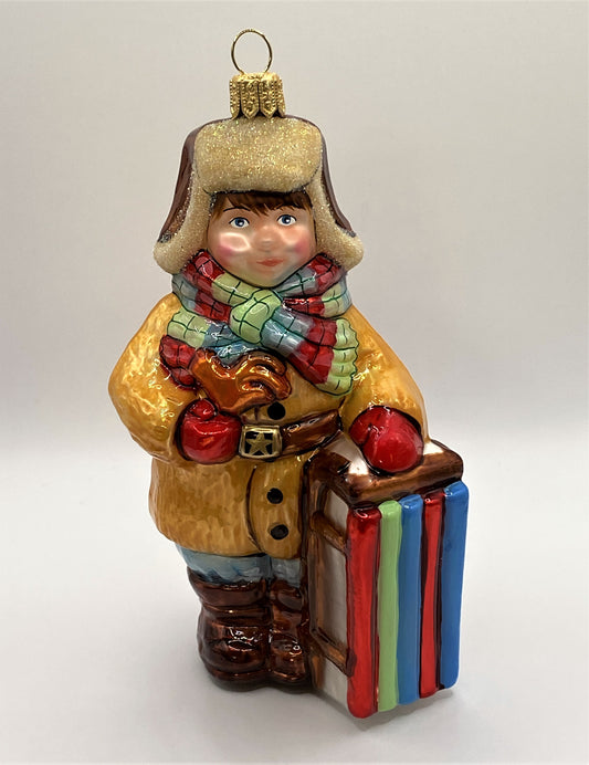 Baumschmuck-Christbaumschmuck-Junge-Pelzmuetze-Schlitten-weihnachts-deko-ch-Galerie-Luechinger-1