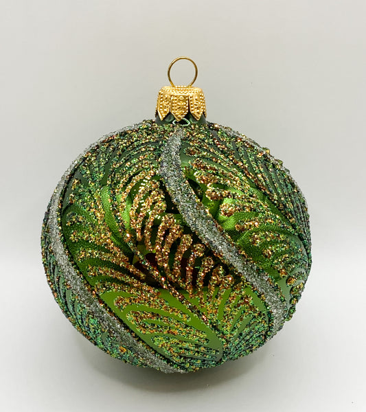 Baumschmuck-Christbaumschmuck-Kugel-gruen-gold-blatt-weihnachts-deko-ch-Galerie-Luechinger