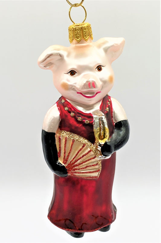 Baumschmuck-Christbaumschmuck-Schweinchen-Dame-Abendrobe-Champagner-weihnachts-deko-ch-Galerie-Luechinger-1