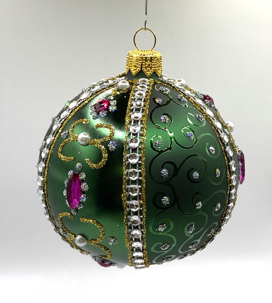 Baumschmuck-Christbaumschmuck-Weihnachts-Kugel-dunkelgruen-Schmucksteine-weihnachts-deko-ch-Galerie-Luechinger-1
