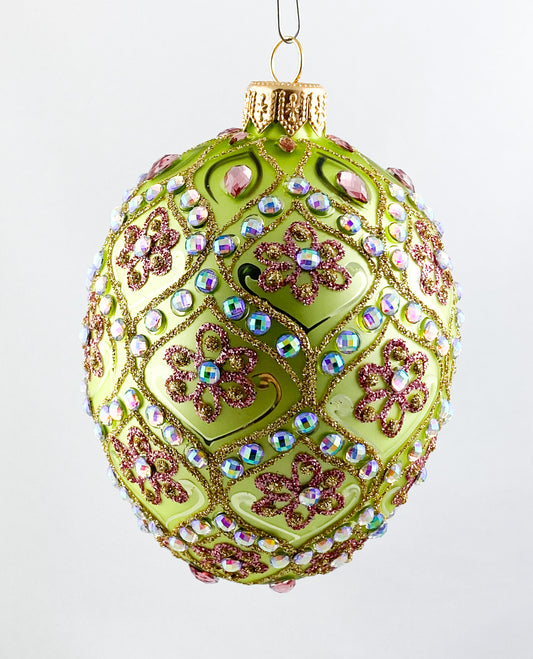 Baumschmuck-Christbaumschmuck-eiform-gruen-rosa-blueten-weihnachts-deko-ch-Galerie-Luechinger