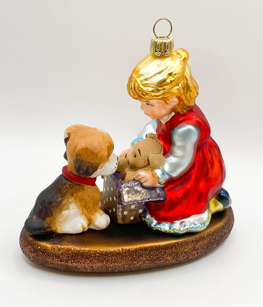 Baumschmuck-Christbaumschmuck-maedchen-teddybaer-kleiner-hund-welpe-mostowski-komozja-weihnachts-deko-ch-Galerie-Luechinger1
