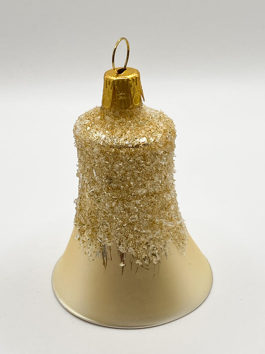 Glocke matt beige mit Glitzer