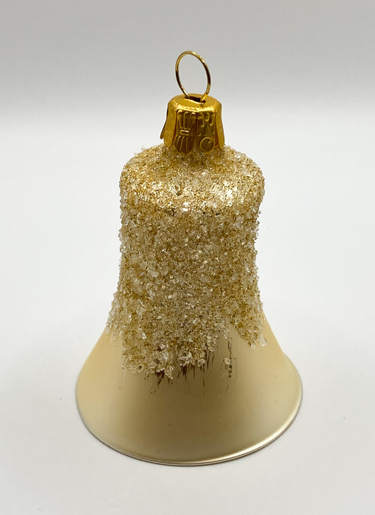 Glocke matt beige mit Glitzer