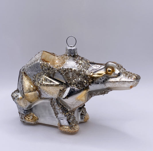 Kubistischer Bär, silber gold