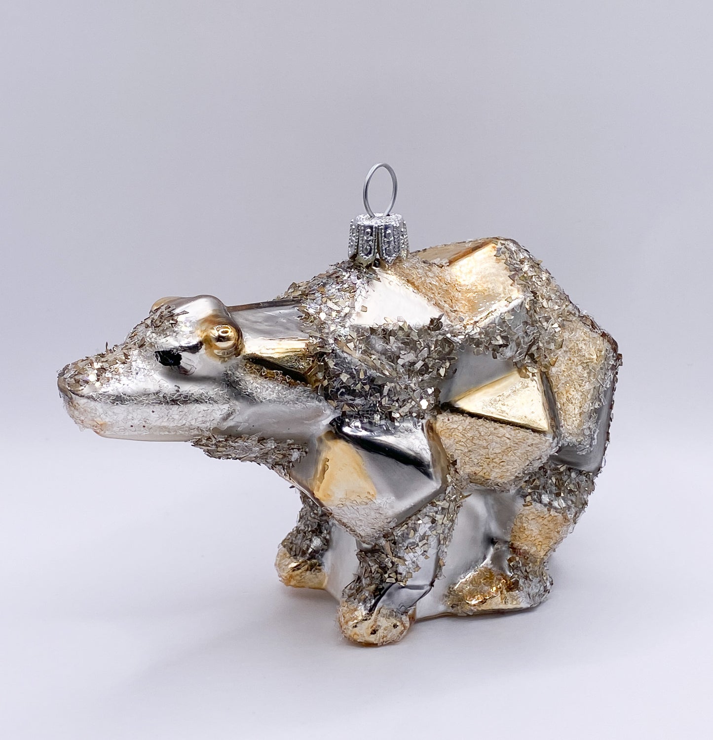 Kubistischer Bär, silber gold