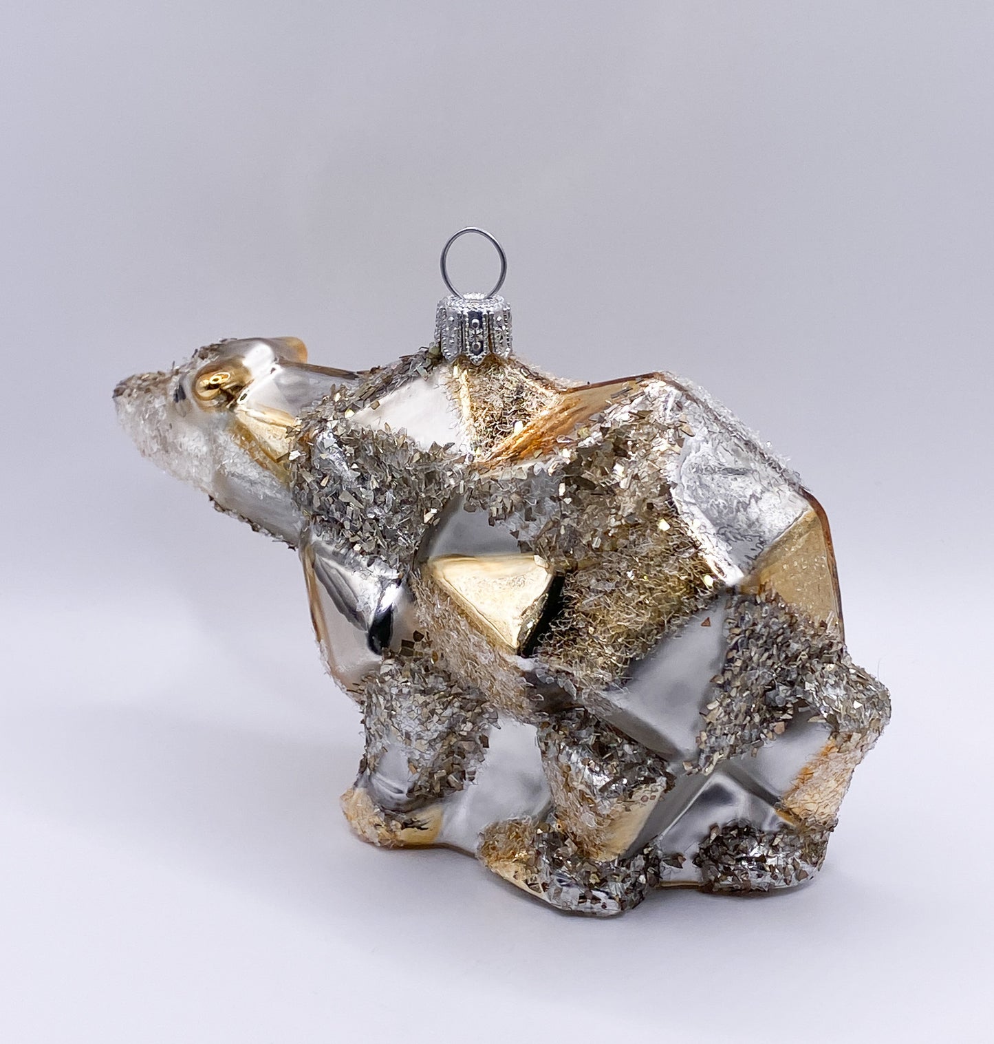 Kubistischer Bär, silber gold