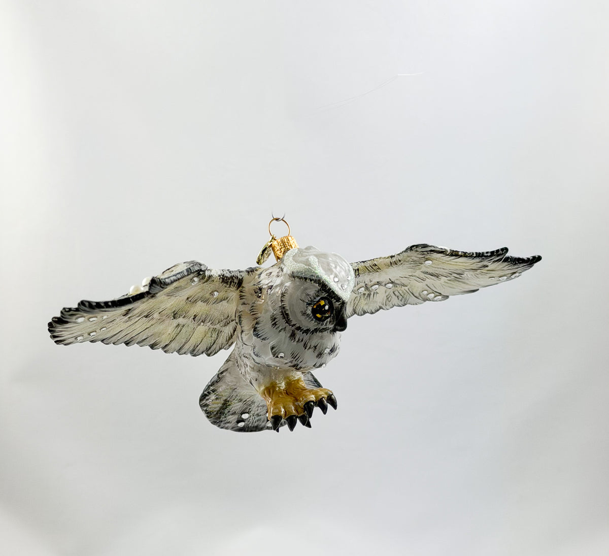 Fliegende Schnee-Eule mit Glitzersteinchen, GlitterLab