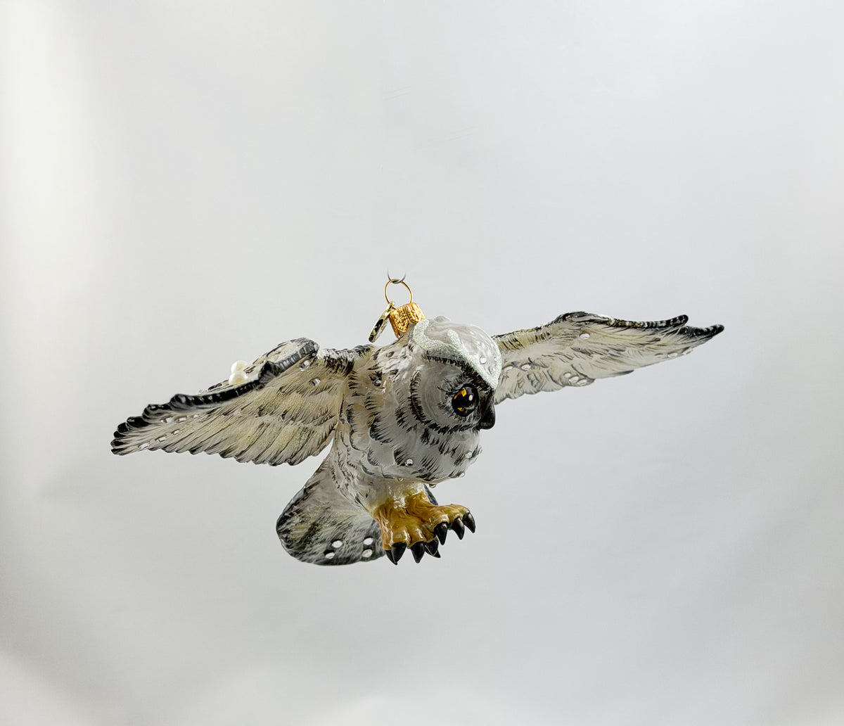 Fliegende Schnee-Eule mit Glitzersteinchen, GlitterLab