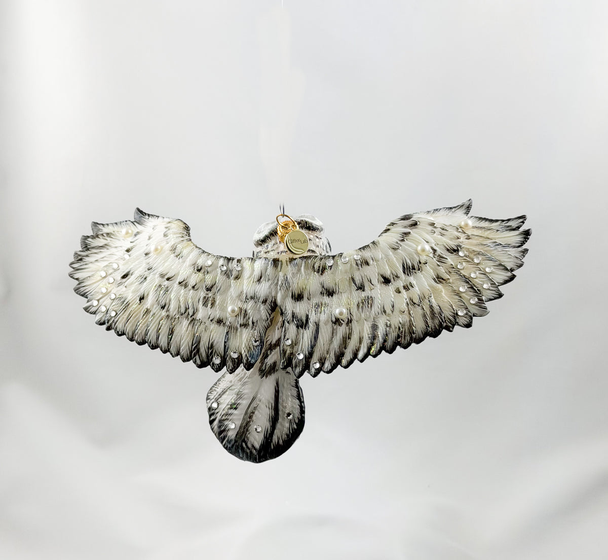 Fliegende Schnee-Eule mit Glitzersteinchen, GlitterLab