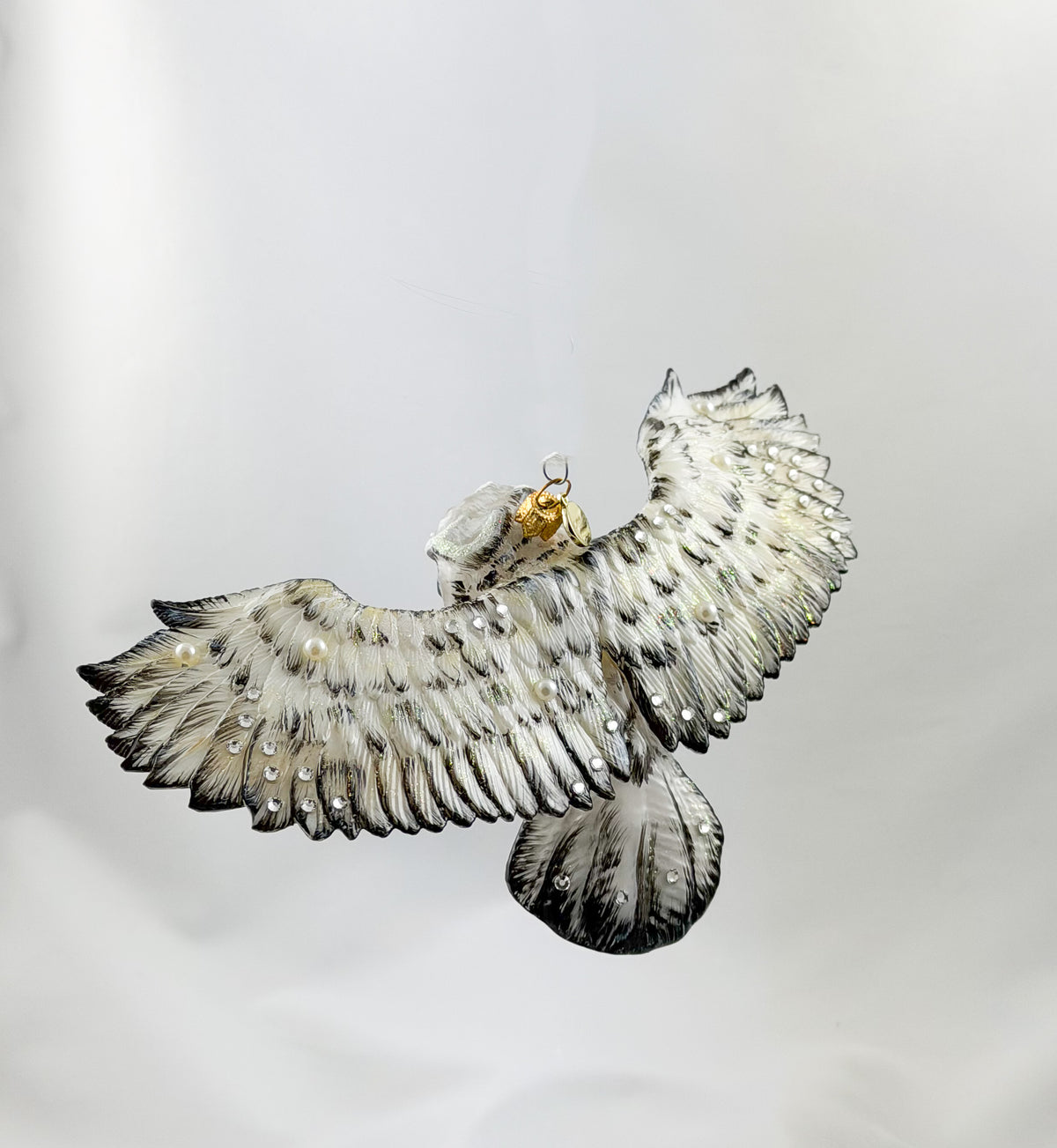 Fliegende Schnee-Eule mit Glitzersteinchen, GlitterLab