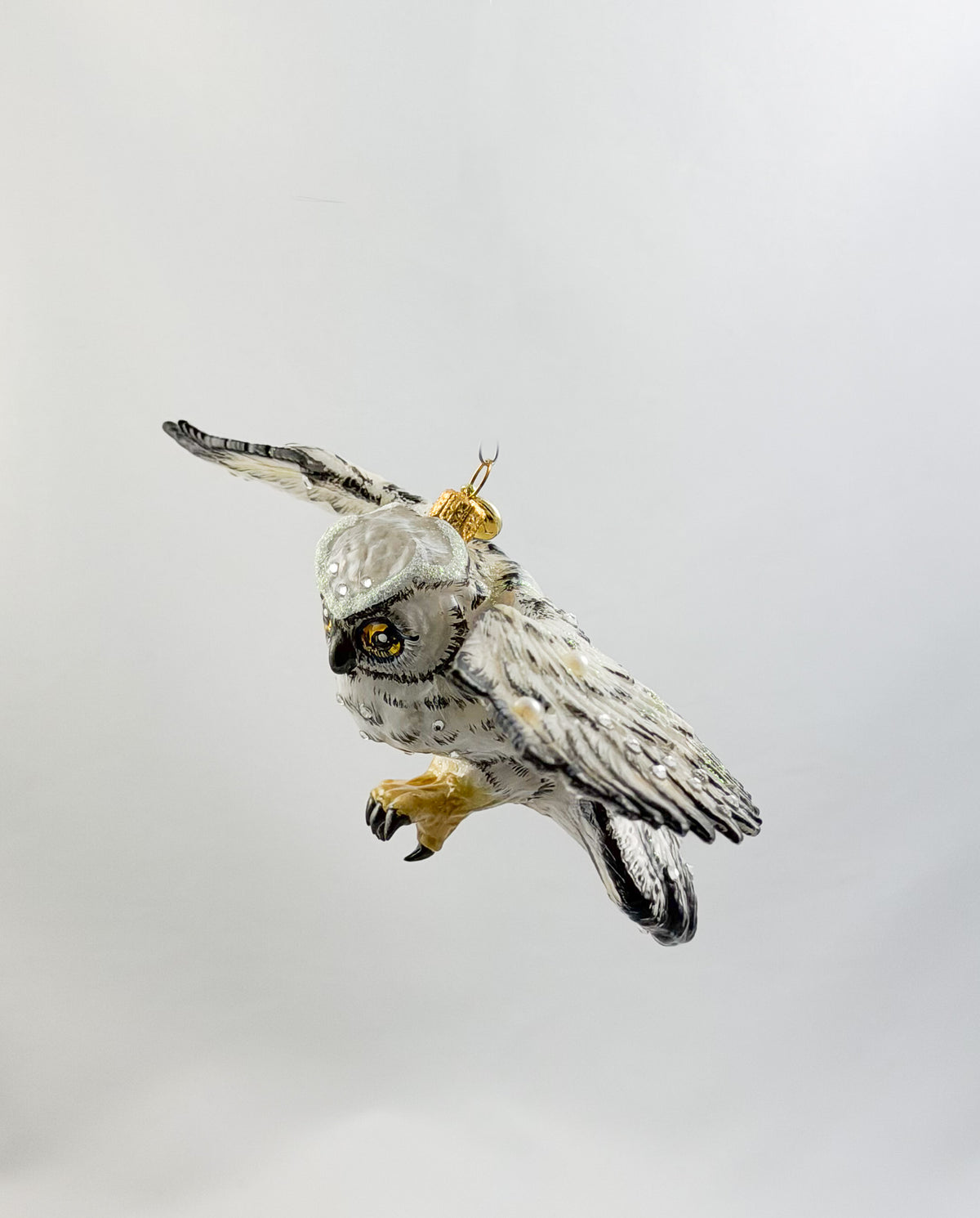 Fliegende Schnee-Eule mit Glitzersteinchen, GlitterLab