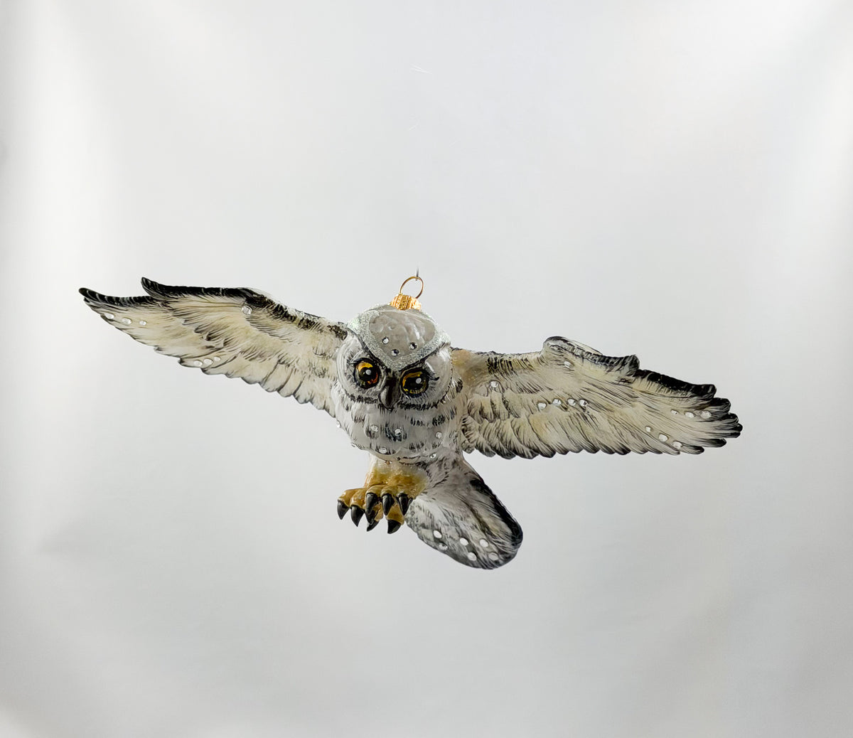 Fliegende Schnee-Eule mit Glitzersteinchen, GlitterLab