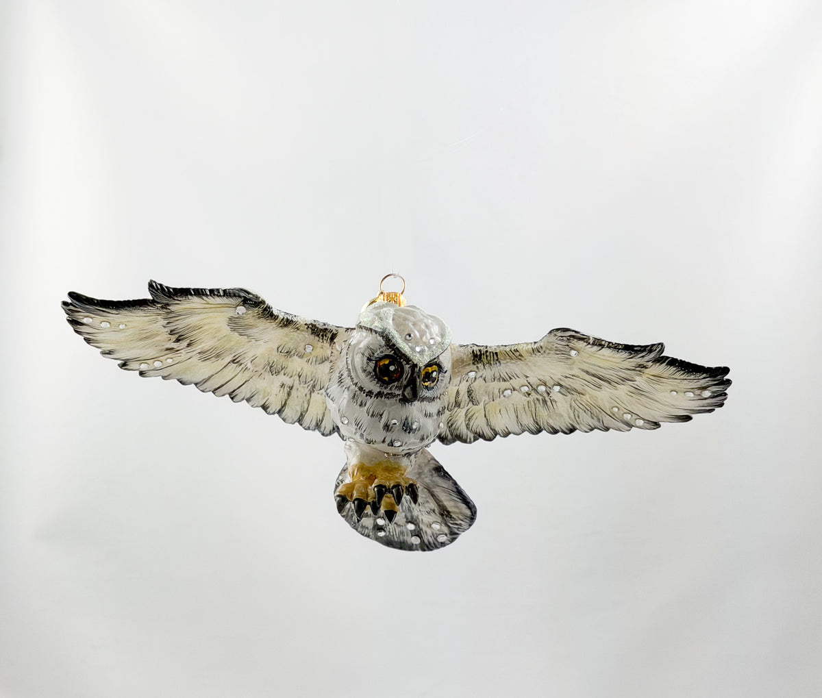Fliegende Schnee-Eule mit Glitzersteinchen, GlitterLab