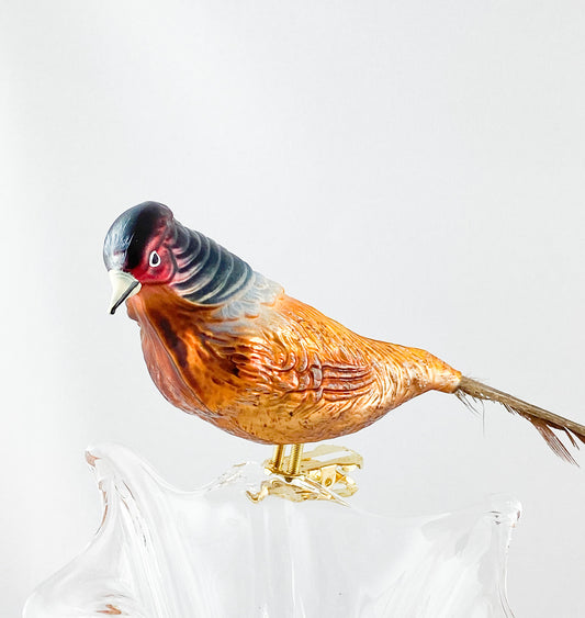 Hunting pheasant with long pheasant feather on clip