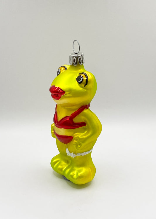 Froschfrau im roten Bikini