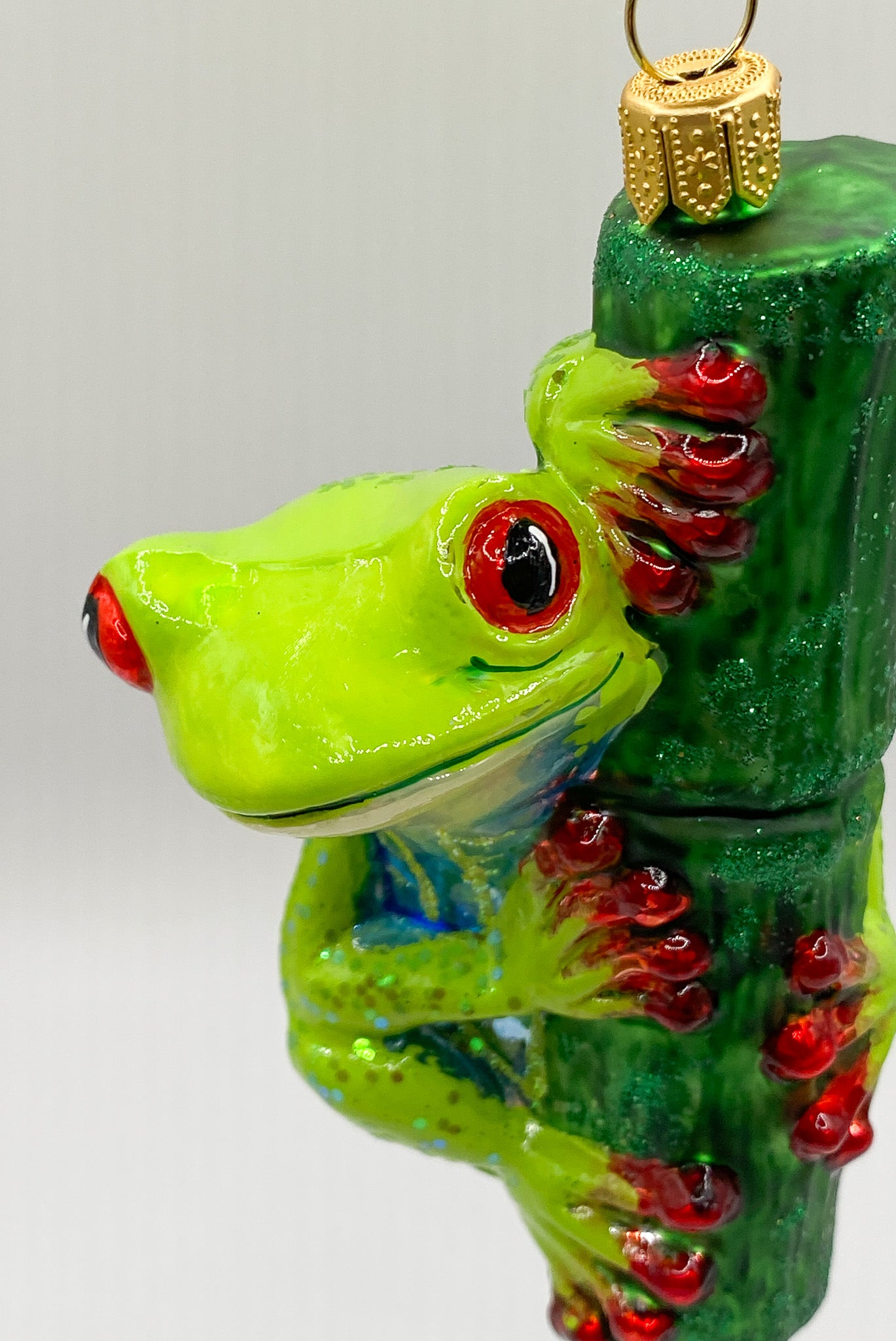 Funny frog on a blade of grass