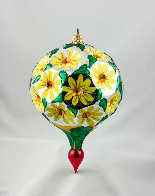 Grosse Kugel mit gelbem Blüten-Motiv