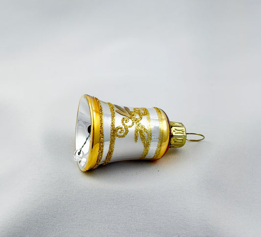 Weihnachts-Glöckchen Silber mit goldenem Dekor