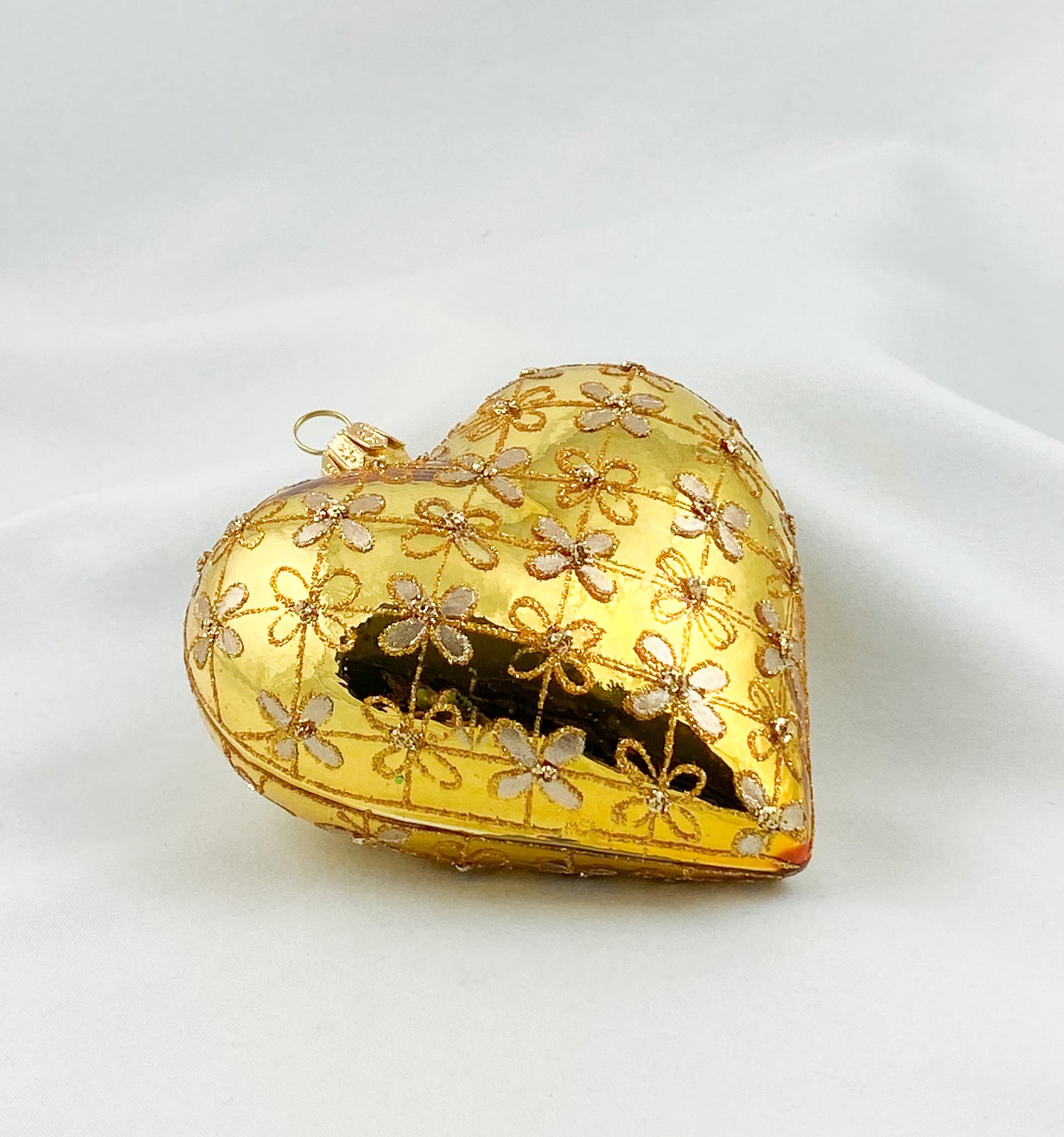 Herz gold glanz mit Blumen-Karomuster