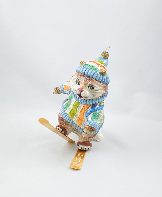 The cat in the colorful sweater tries its hand at skiing ATLASART