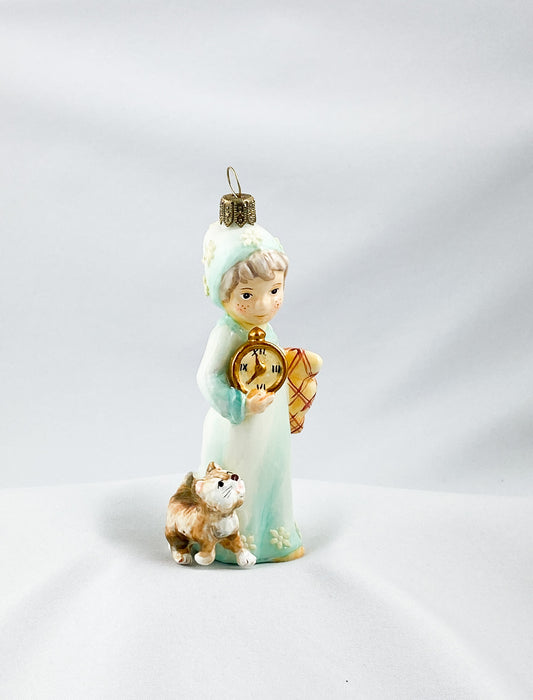 Das kleine Mädchen wartet gespannt mit dem Kätzchen auf das Christkind, AtlasArt