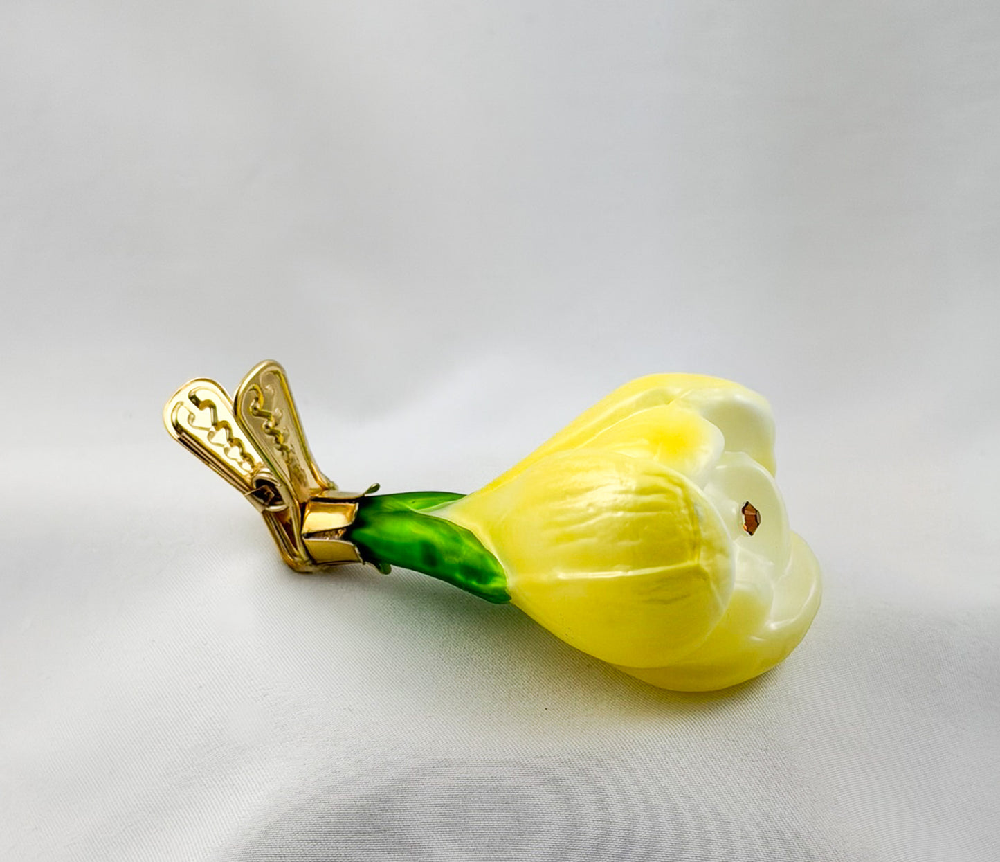 Krokusblüte gelb am Clip