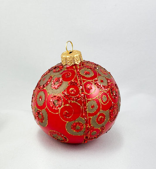 Kugel rot glanz mit Jugendstil-Dekor