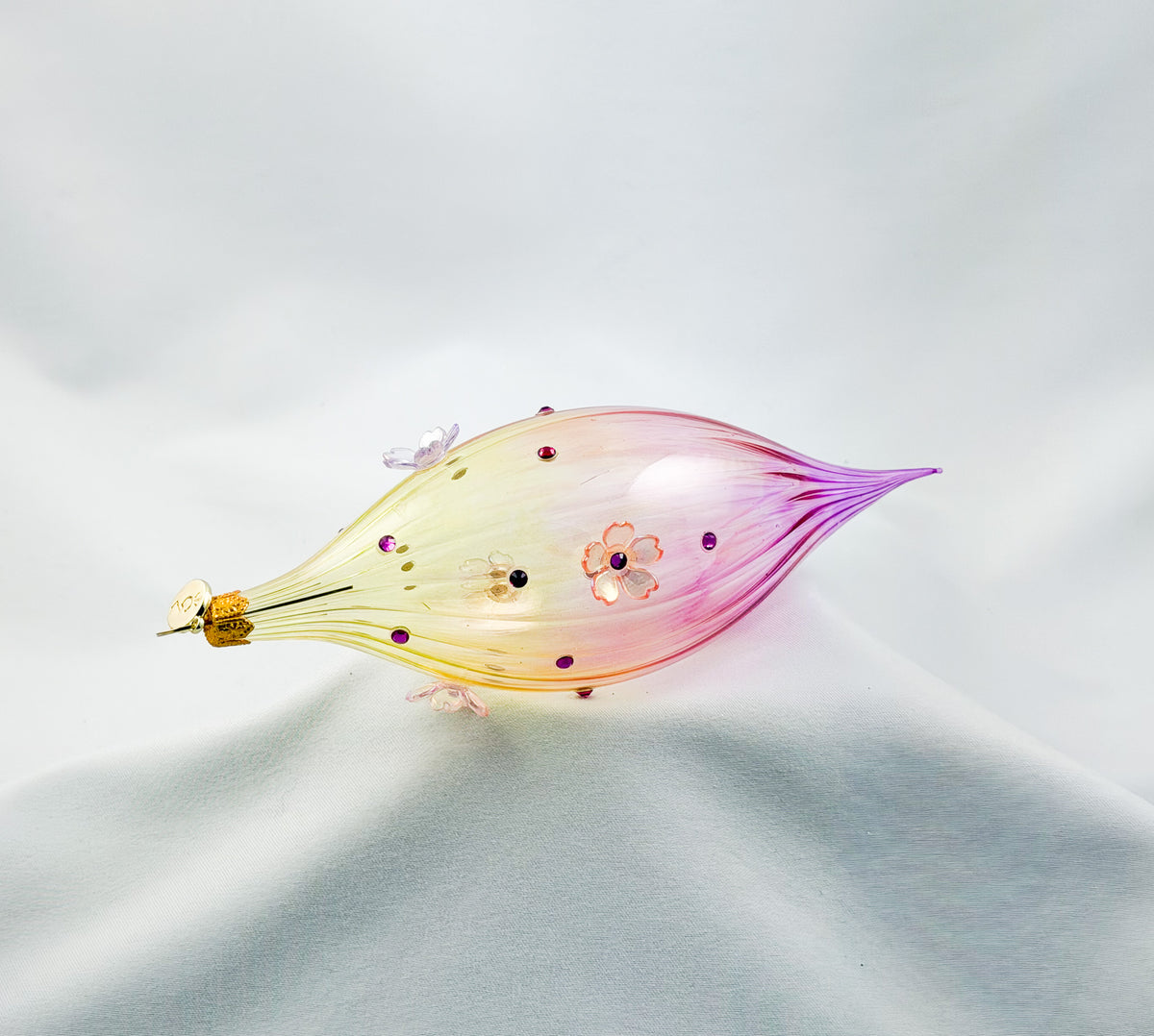 Olive in Gelb und Pink mit transparenten Blüten, GlitterLab
